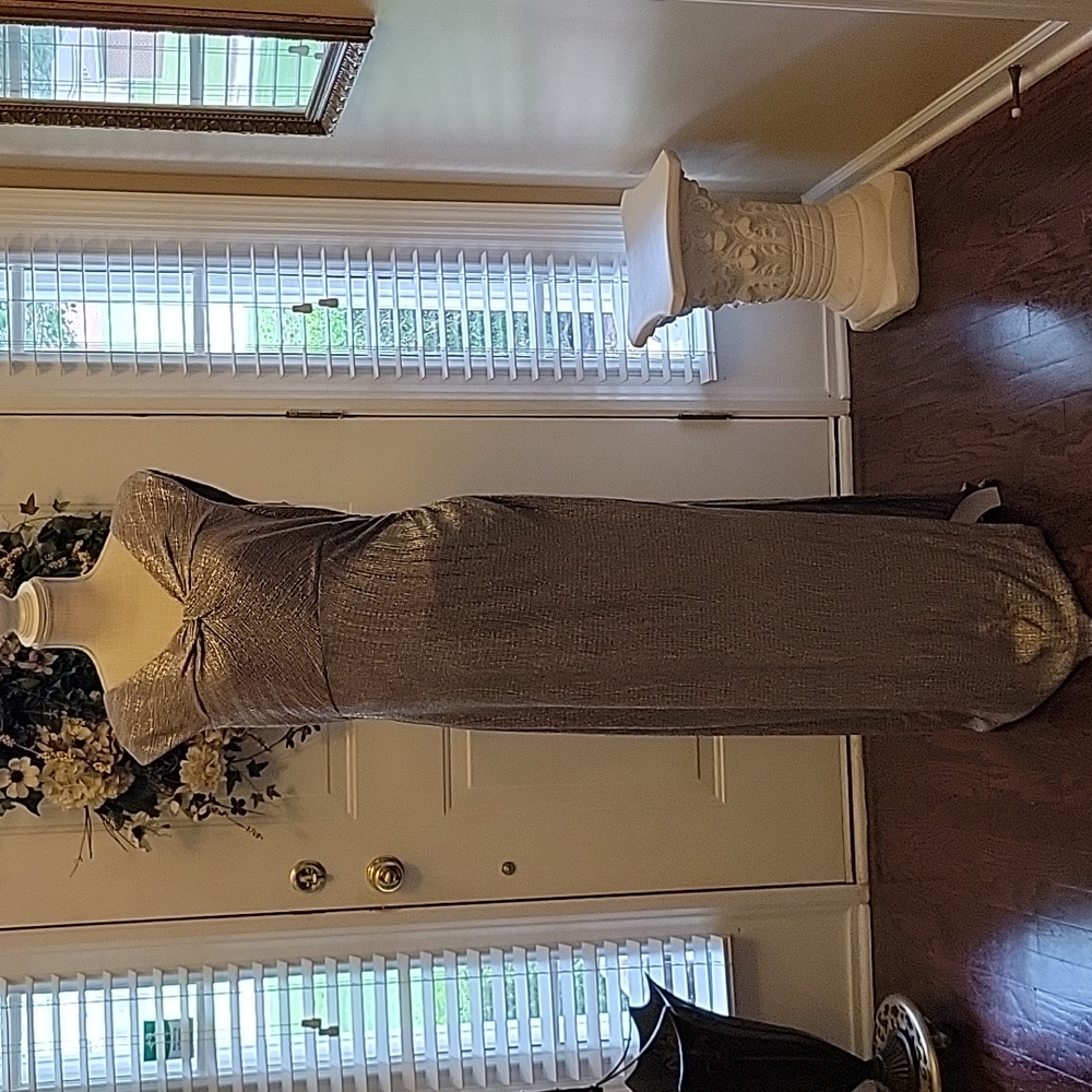 Connected Apparel silvery sparkle evening dress twist front sleeveless 16 EUC…